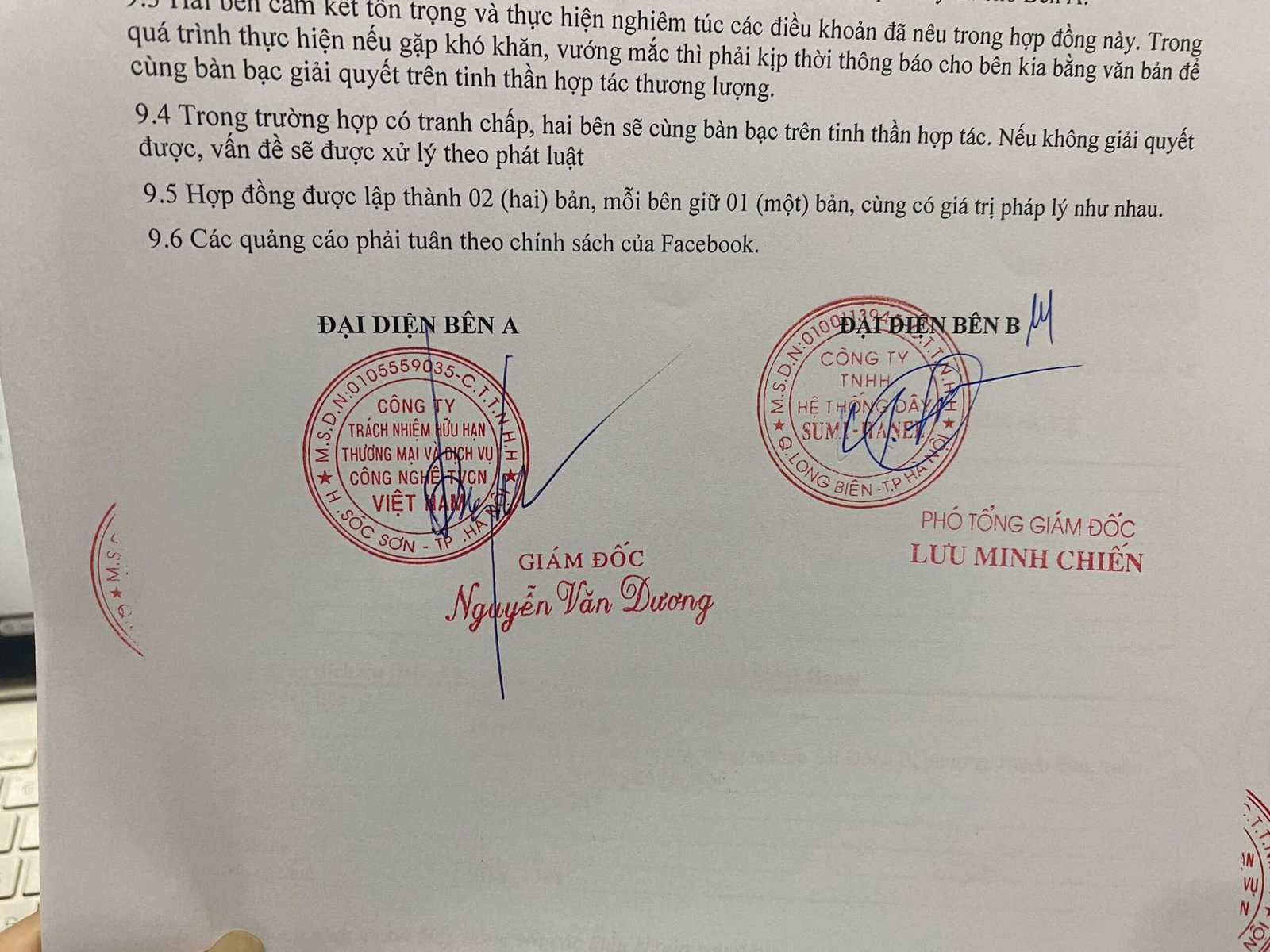 hình ảnh chữ ký của 2 công ty