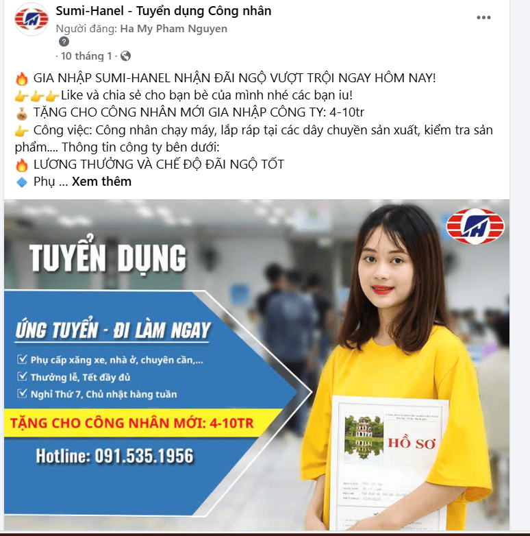 Bài chạy quảng cáo tuyển dụng