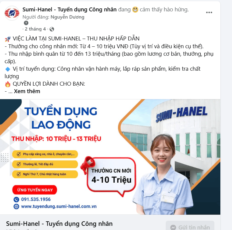 Bài chạy quảng cáo tuyển dụng