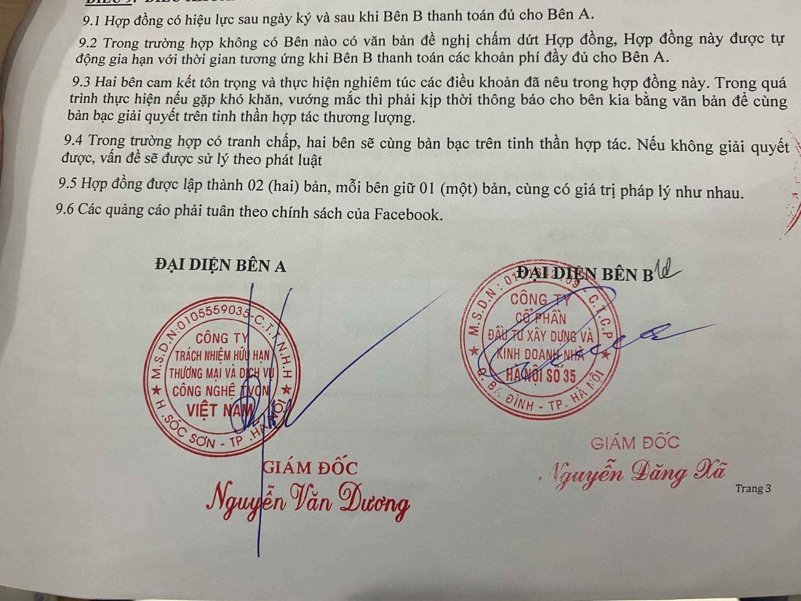 Hình ảnh chữ ký của 2 công ty