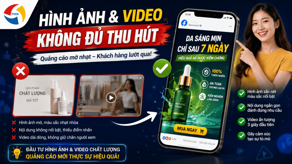 5 Sai Lầm Khi Chạy Facebook Ads Khiến Doanh Nghiệp "Đốt Tiền" Mỗi Ngày 3 Hình ảnh và video không đủ thu hút