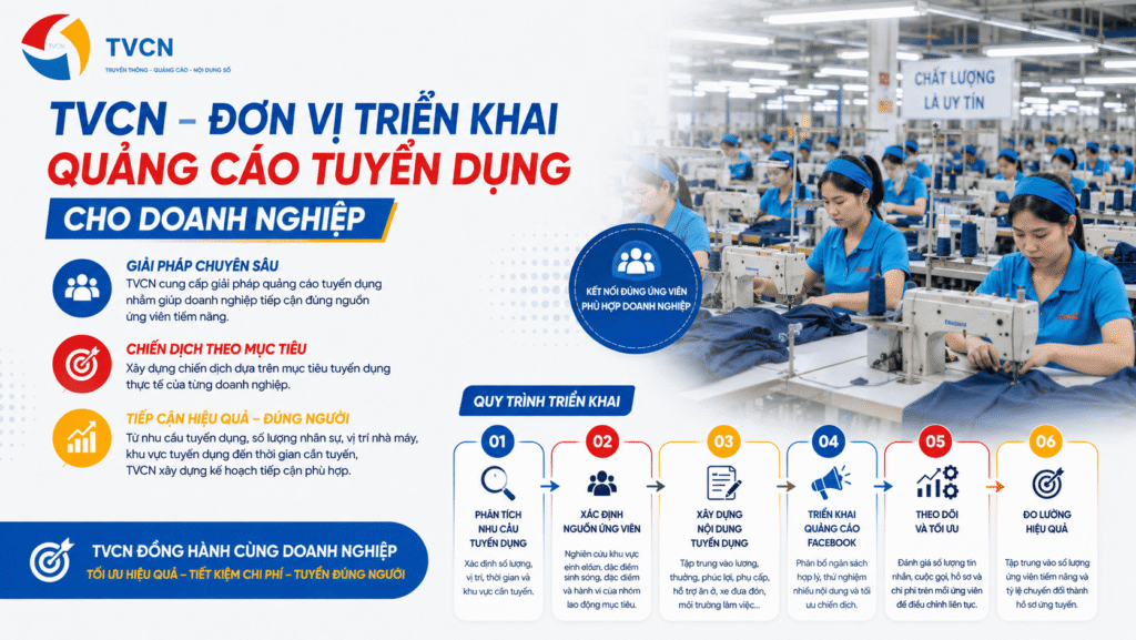 QUẢNG CÁO FACEBOOK – “ĐÒN BẨY” GIÚP NHÀ MÁY TIẾP CẬN NGUỒN LAO ĐỘNG TIỀM NĂNG 5 TVCN – Đơn vị triển khai quảng cáo tuyển dụng cho doanh nghiệp