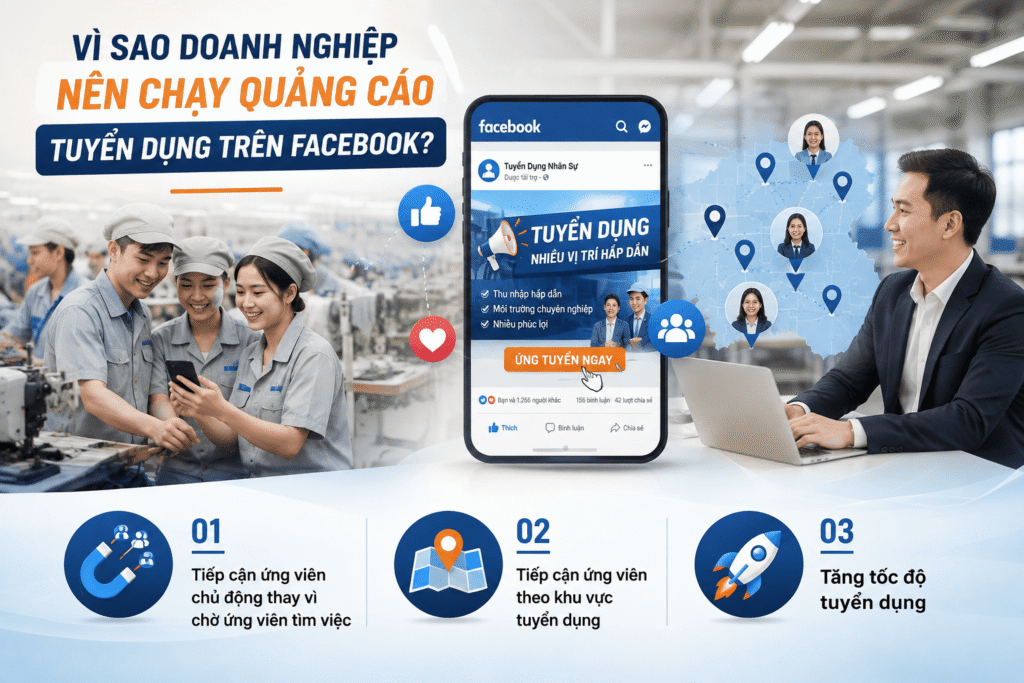 Quảng Cáo Facebook Tuyển Dụng – Giải Pháp Thu Hút Hàng Nghìn Ứng Viên Cho Khu Công Nghiệp 2 Vì sao doanh nghiệp nên chạy quảng cáo tuyển dụng trên Facebook?