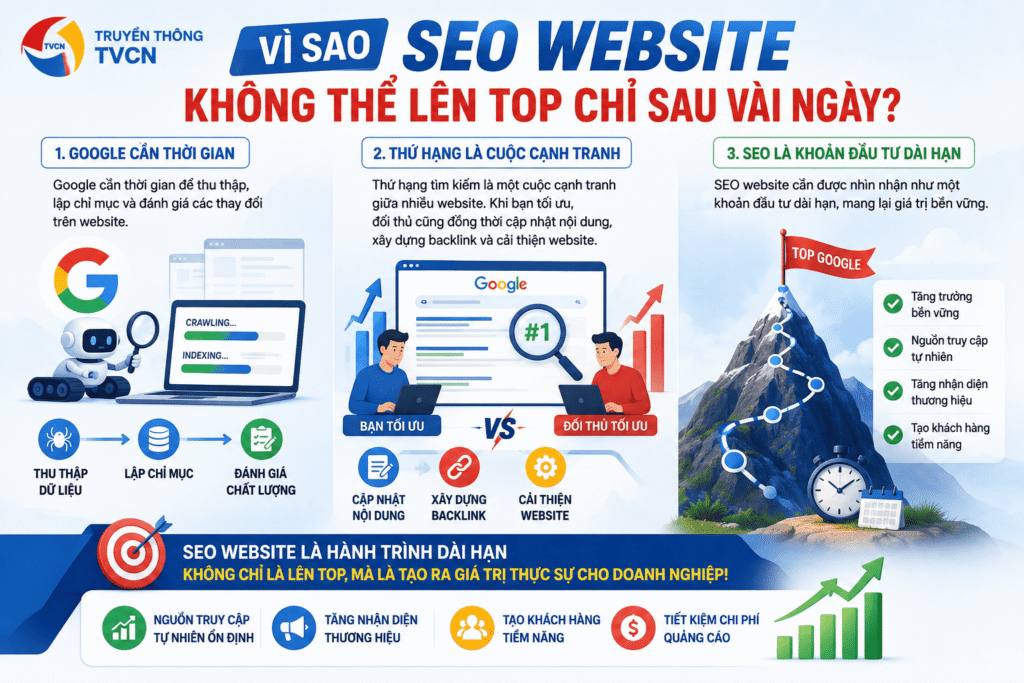SEO Website Mất Bao Lâu Để Lên Top Google? Các Yếu Tố Quyết Định Thứ Hạng 4 SEO không thể lên top sau vài ngày