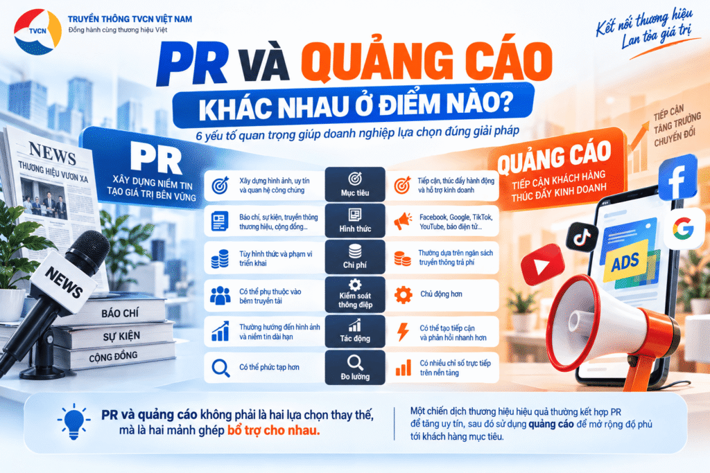 PR và quảng cáo khác nhau như thế nào? Đâu là giải pháp phù hợp cho doanh nghiệp 3 PR và quảng cáo khác nhau ở điểm nào?
