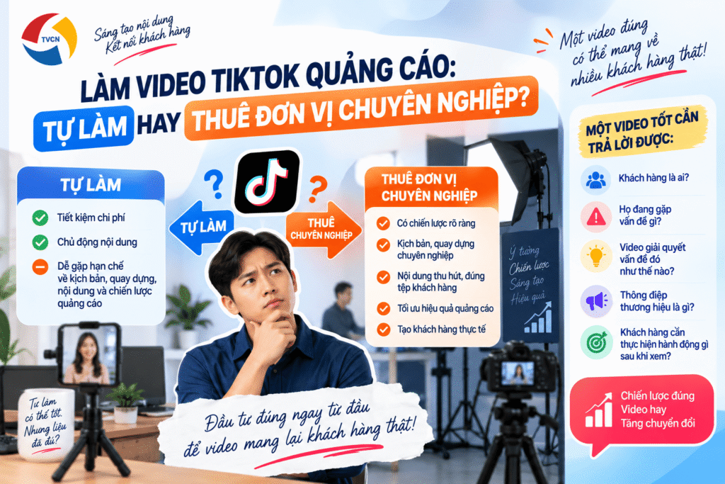 Cách xây dựng video TikTok quảng cáo thu hút khách hàng và tăng chuyển đổi 5 Doanh nghiệp nên tự làm hay thuê đơn vị chuyên nghiệp?